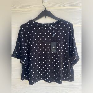Adrianna Papell Black and White Polka Dot Blouse